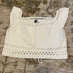 White knit divided top